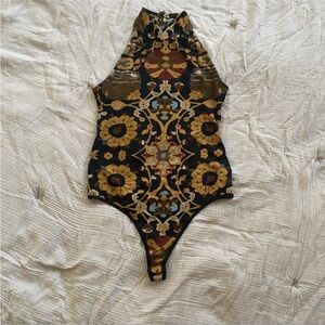 Free People Floral Patterned Bodysuit